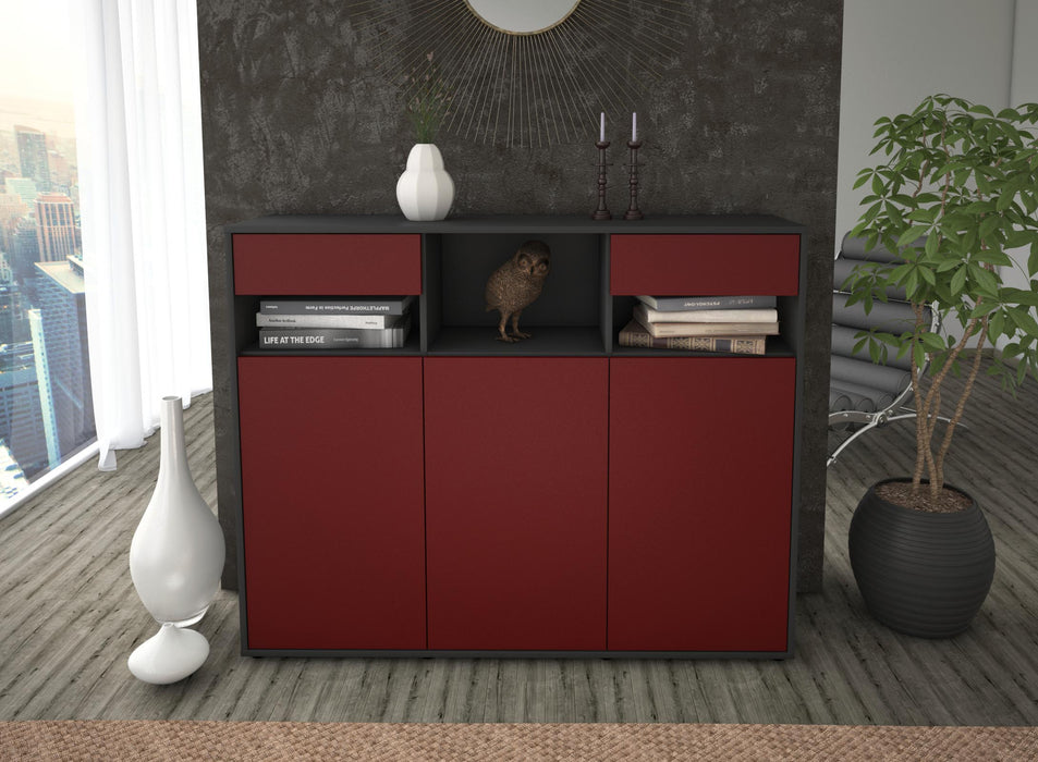 Highboard Mena, Bordeaux Front (136x108x35cm) - Stil.Zeit Möbel GmbH