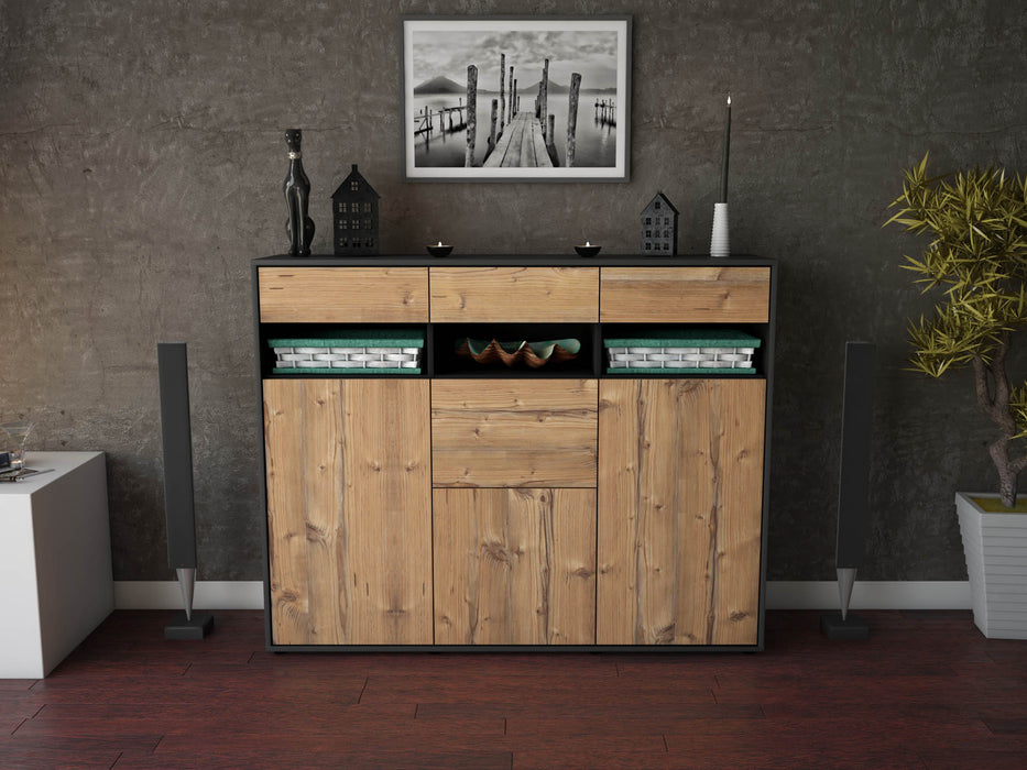 Highboard Michaela, Pinie Front (136x108x35cm) - Stil.Zeit Möbel GmbH