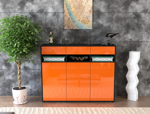 Highboard Michaela, Orange Front (136x108x35cm) - Stil.Zeit Möbel GmbH