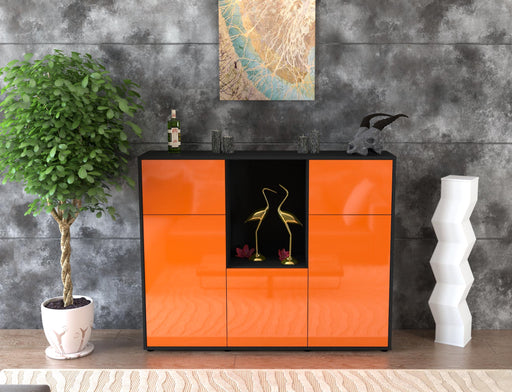 Highboard Michelle, Orange Front (136x108x35cm) - Stil.Zeit Möbel GmbH