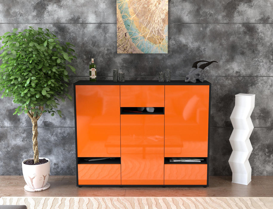 Highboard Mirella, Orange Front (136x108x35cm) - Stil.Zeit Möbel GmbH