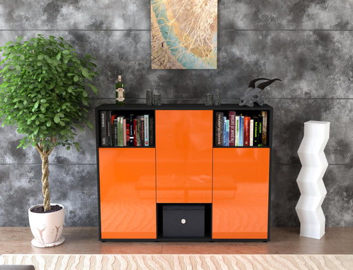 Highboard Momo, Orange Front (136x108x35cm) - Stil.Zeit Möbel GmbH