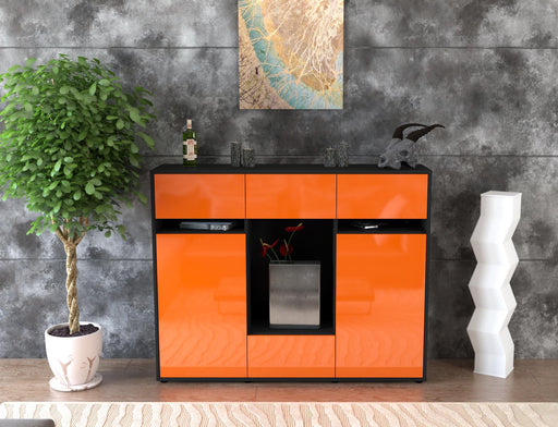 Highboard Nadia, Orange Front (136x108x35cm) - Stil.Zeit Möbel GmbH