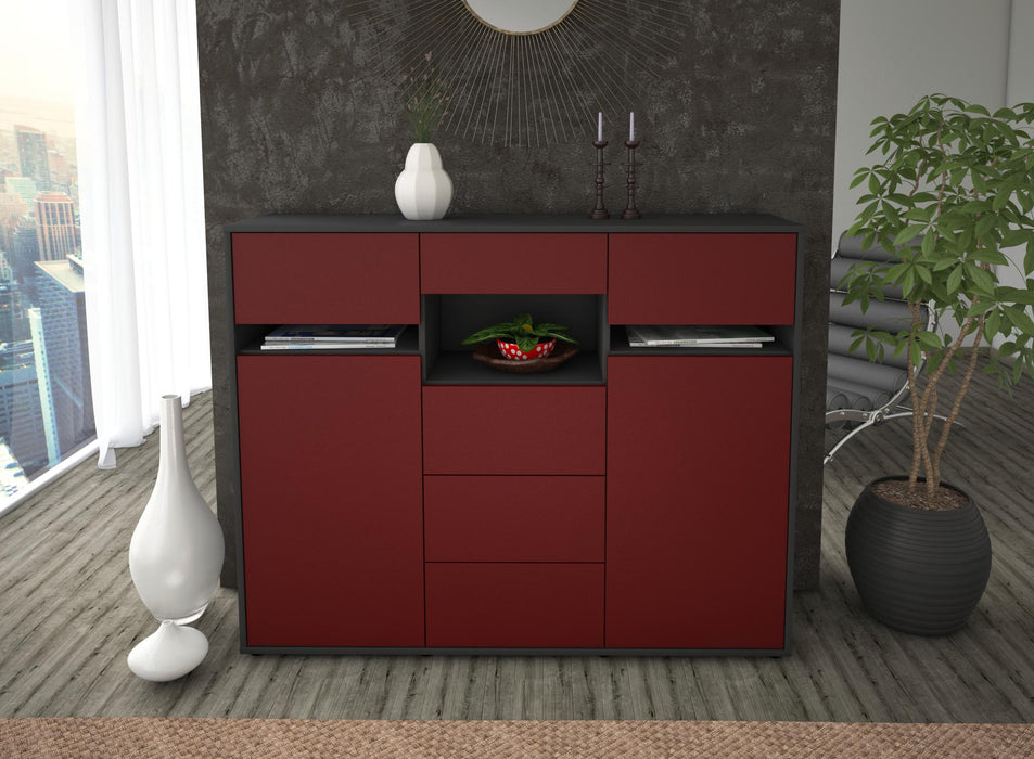 Highboard Nella, Bordeaux Front (136x108x35cm) - Stil.Zeit Möbel GmbH