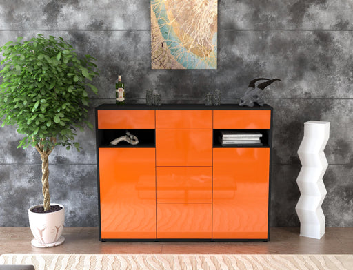 Highboard Nevia, Orange Front (136x108x35cm) - Stil.Zeit Möbel GmbH