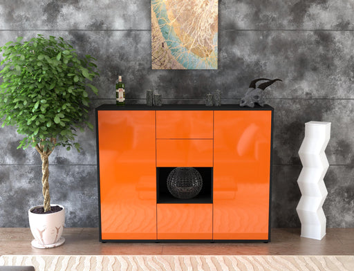 Highboard Nikolina, Orange Front (136x108x35cm) - Stil.Zeit Möbel GmbH