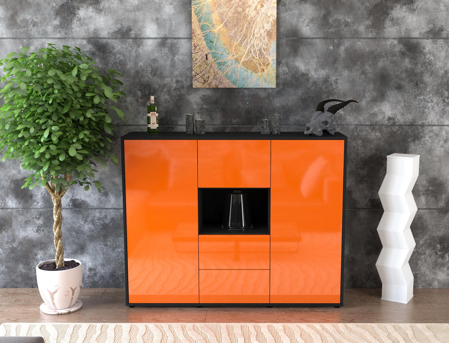 Highboard Nila, Orange Front (136x108x35cm) - Stil.Zeit Möbel GmbH