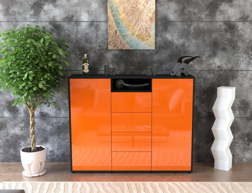 Highboard Nives, Orange Front (136x108x35cm) - Stil.Zeit Möbel GmbH