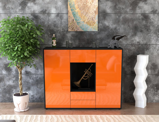 Highboard Norina, Orange Front (136x108x35cm) - Stil.Zeit Möbel GmbH