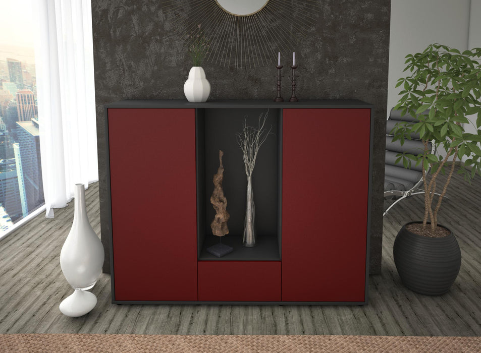 Highboard Nuccia, Bordeaux Front (136x108x35cm) - Stil.Zeit Möbel GmbH