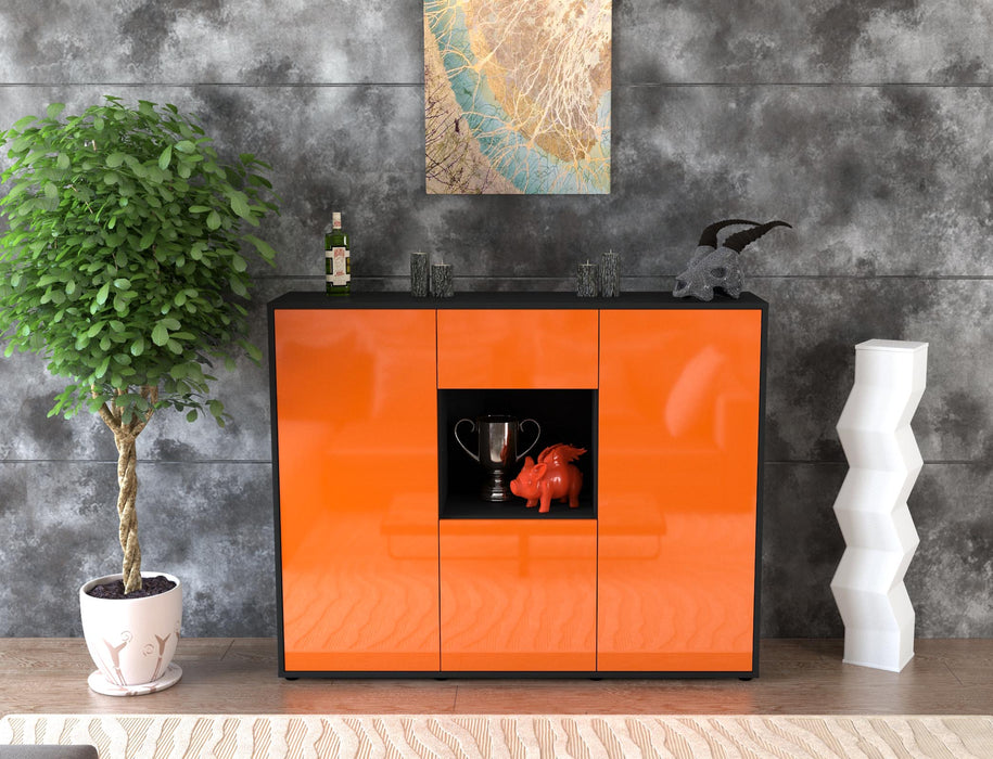 Highboard Nuria, Orange Front (136x108x35cm) - Stil.Zeit Möbel GmbH