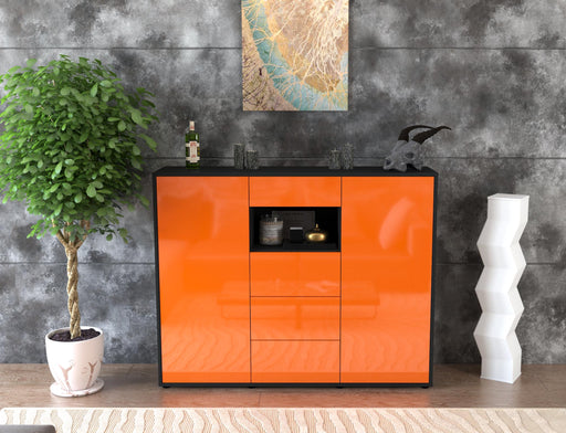 Highboard Ornella, Orange Front (136x108x35cm) - Stil.Zeit Möbel GmbH