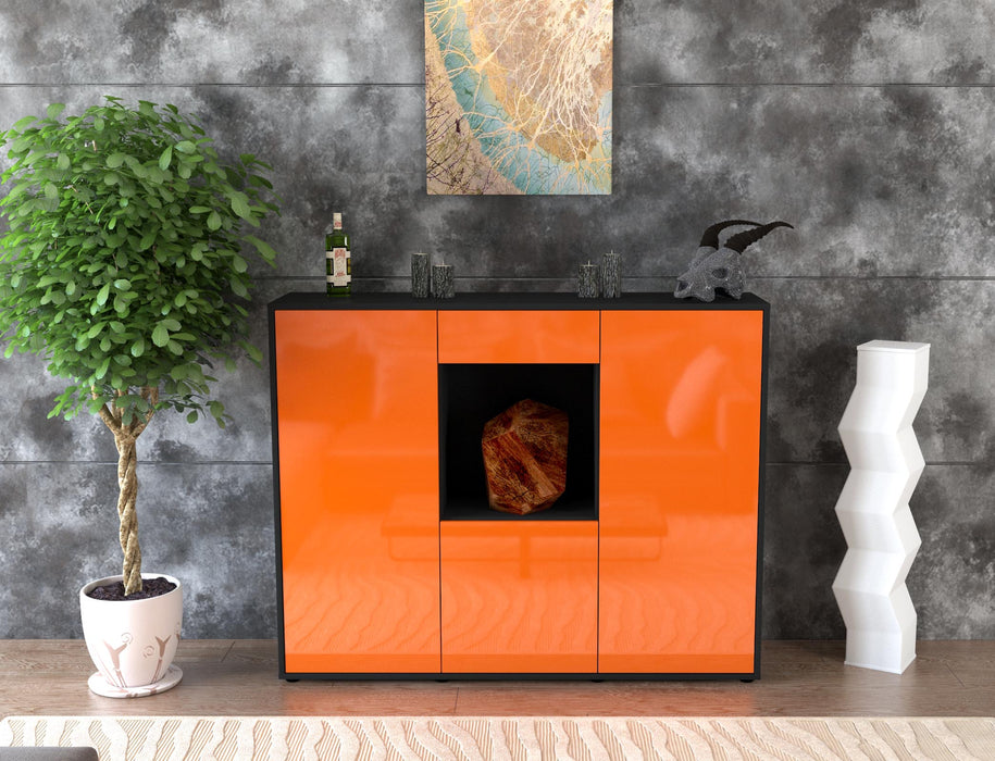 Highboard Peppina, Orange Front (136x108x35cm) - Stil.Zeit Möbel GmbH