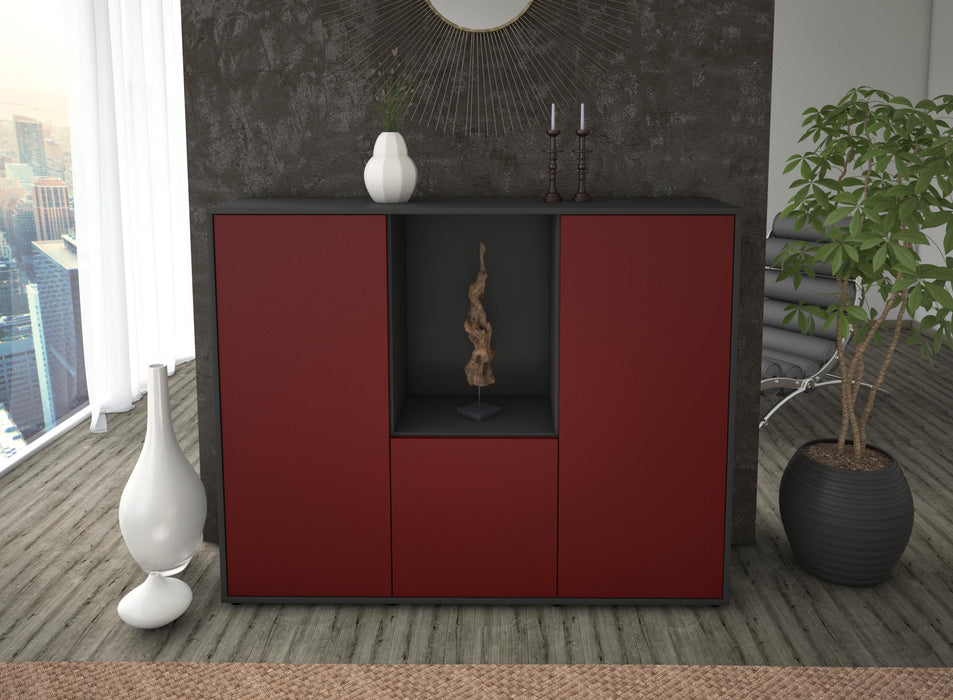 Highboard Pia, Bordeaux Front (136x108x35cm) - Stil.Zeit Möbel GmbH