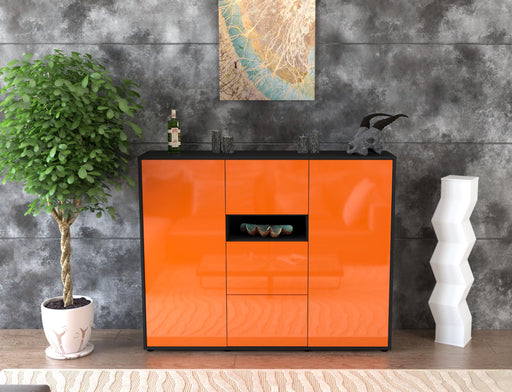 Highboard Quinta, Orange Front (136x108x35cm) - Stil.Zeit Möbel GmbH