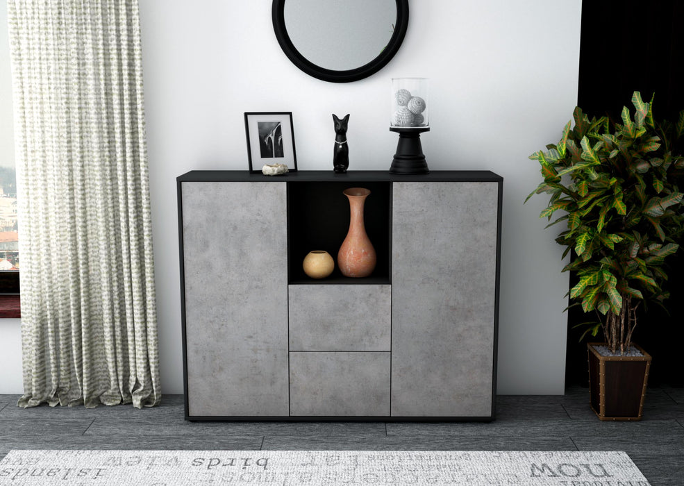 Highboard Rabea, Beton Front (136x108x35cm) - Stil.Zeit Möbel GmbH