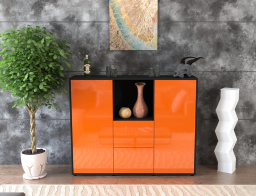 Highboard Rabea, Orange Front (136x108x35cm) - Stil.Zeit Möbel GmbH