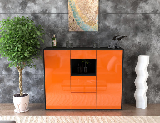 Highboard Rachelle, Orange Front (136x108x35cm) - Stil.Zeit Möbel GmbH