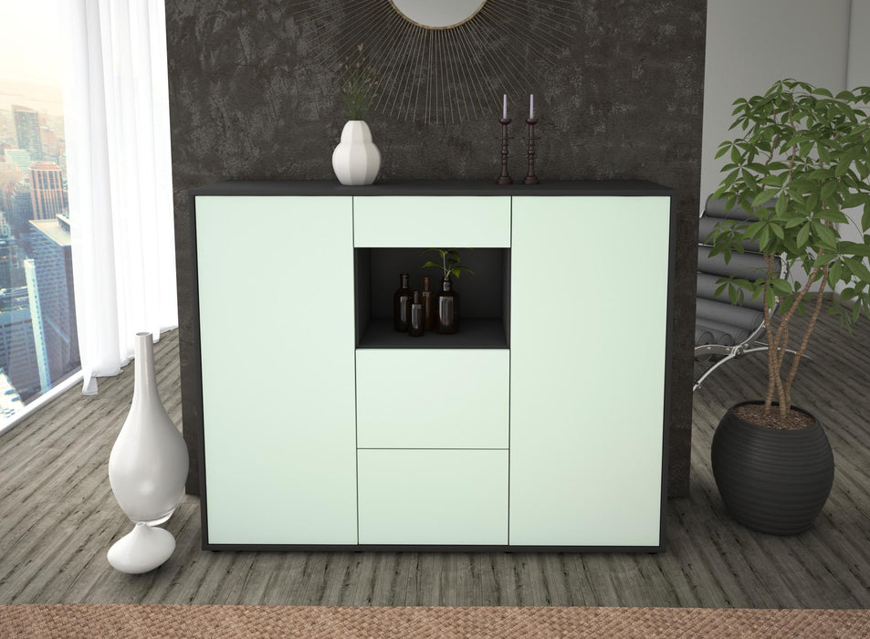 Highboard Rachelle, Mint Front (136x108x35cm) - Stil.Zeit Möbel GmbH