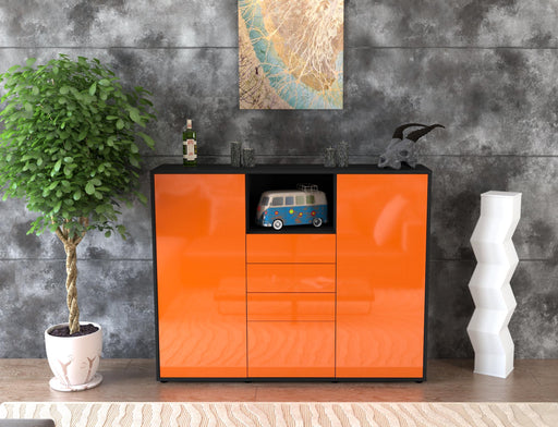 Highboard Rebecca, Orange Front (136x108x35cm) - Stil.Zeit Möbel GmbH