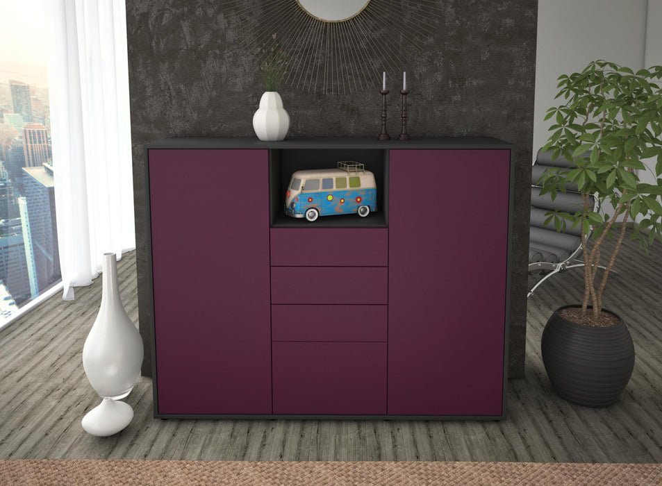 Highboard Rebecca, Lila Front (136x108x35cm) - Stil.Zeit Möbel GmbH