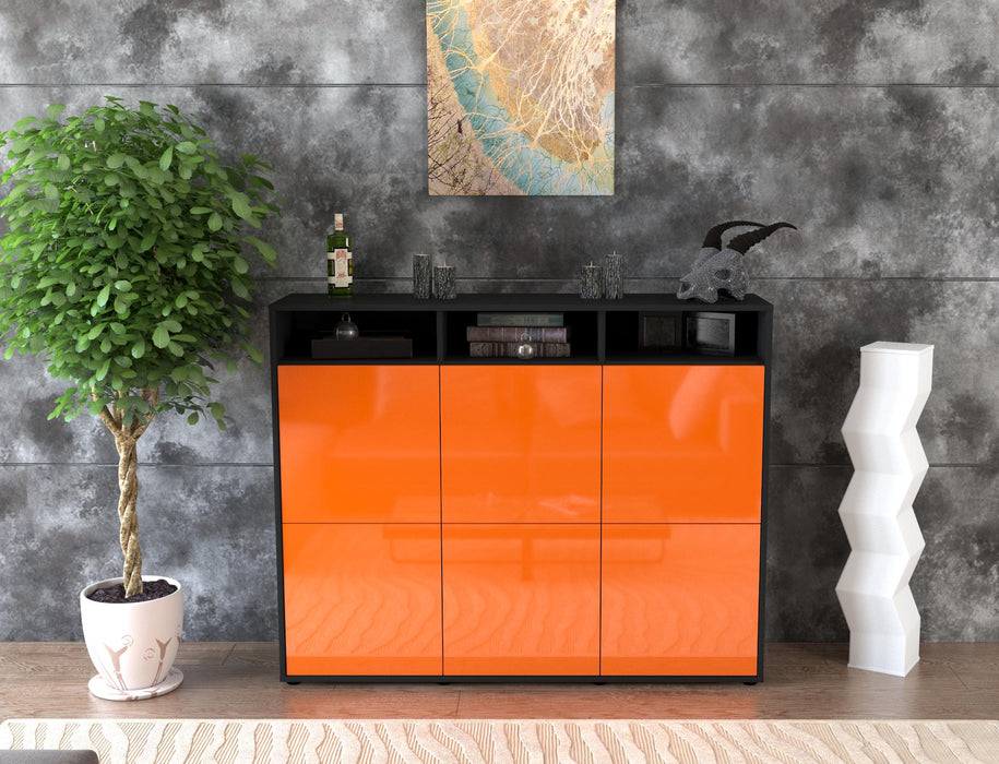 Highboard Sara, Orange Front (136x108x35cm) - Stil.Zeit Möbel GmbH