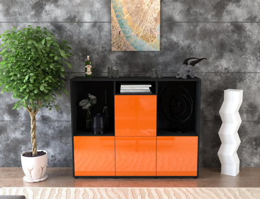 Highboard Saskia, Orange Front (136x108x35cm) - Stil.Zeit Möbel GmbH