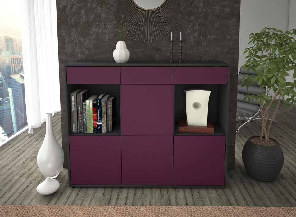 Highboard Selena, Lila Front (136x108x35cm) - Stil.Zeit Möbel GmbH