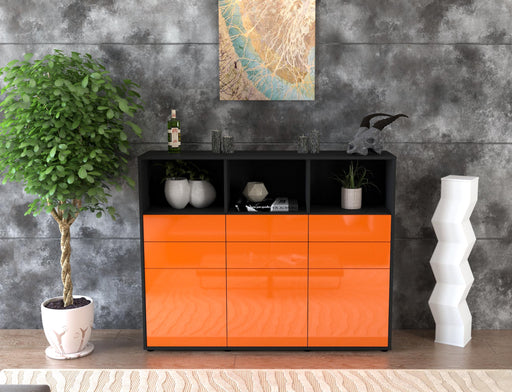 Highboard Serenella, Orange Front (136x108x35cm) - Stil.Zeit Möbel GmbH