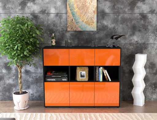 Highboard Sira, Orange Front (136x108x35cm) - Stil.Zeit Möbel GmbH