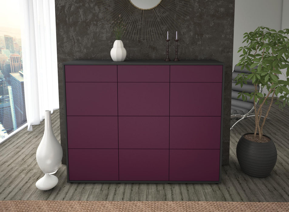 Highboard Stefanie, Lila Front (136x108x35cm) - Stil.Zeit Möbel GmbH