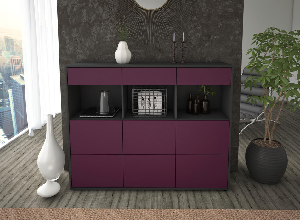 Highboard Stella, Lila Front (136x108x35cm) - Stil.Zeit Möbel GmbH