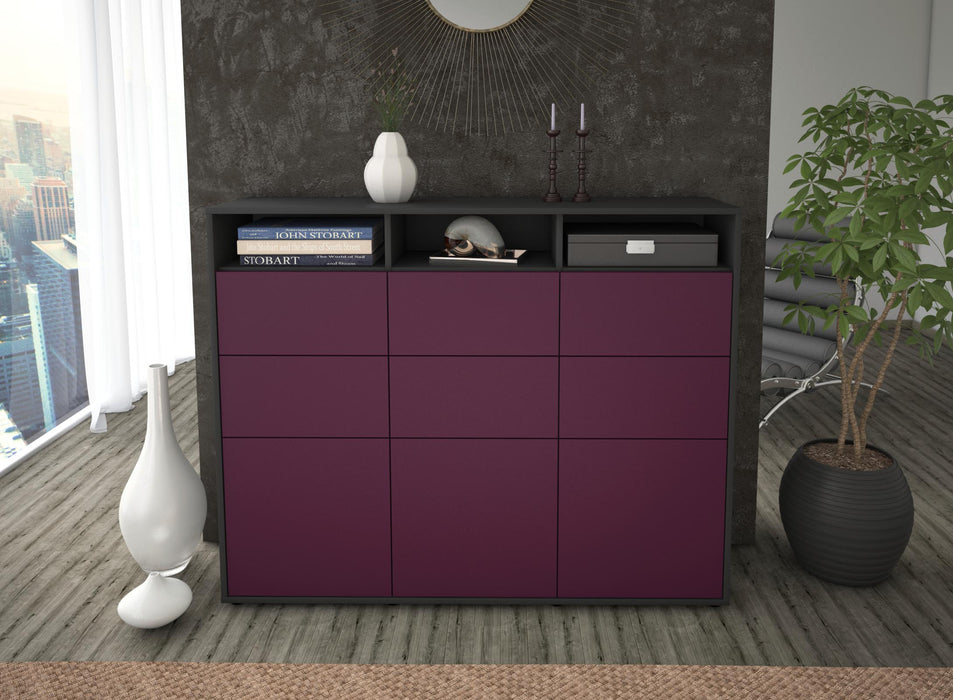 Highboard Tatiana, Lila Front (136x108x35cm) - Stil.Zeit Möbel GmbH