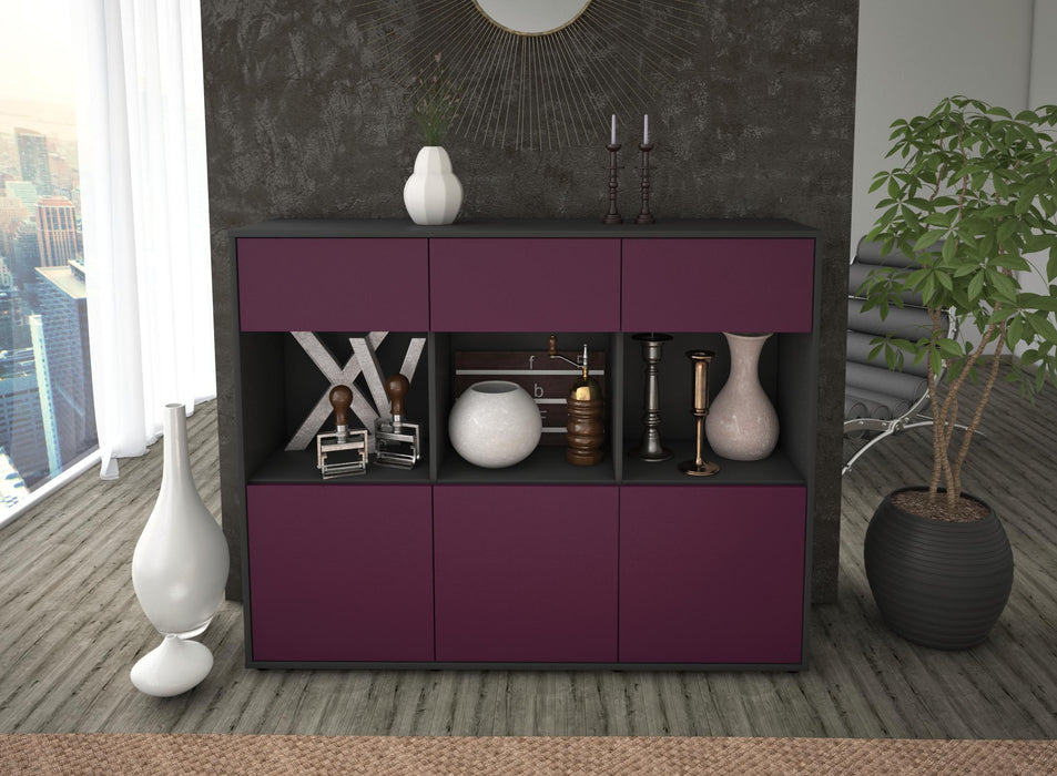 Highboard Tessa, Lila Front (136x108x35cm) - Stil.Zeit Möbel GmbH