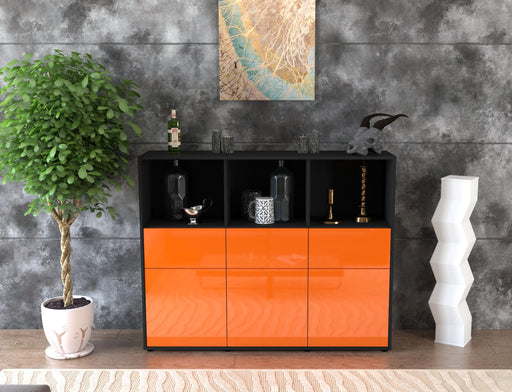 Highboard Theresia, Orange Front (136x108x35cm) - Stil.Zeit Möbel GmbH