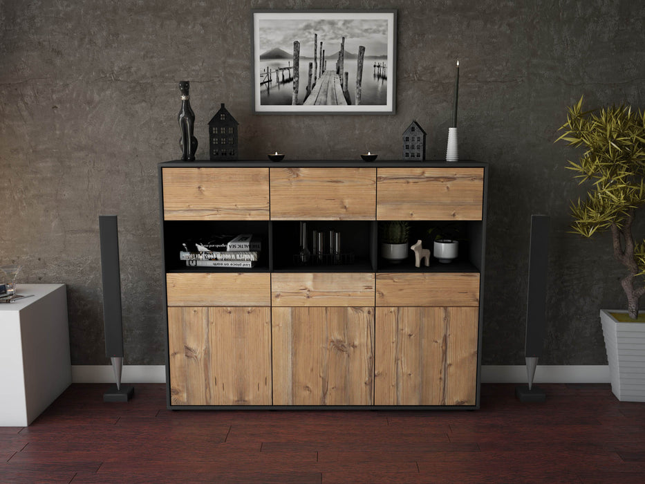 Highboard Tizia, Pinie Front (136x108x35cm) - Stil.Zeit Möbel GmbH