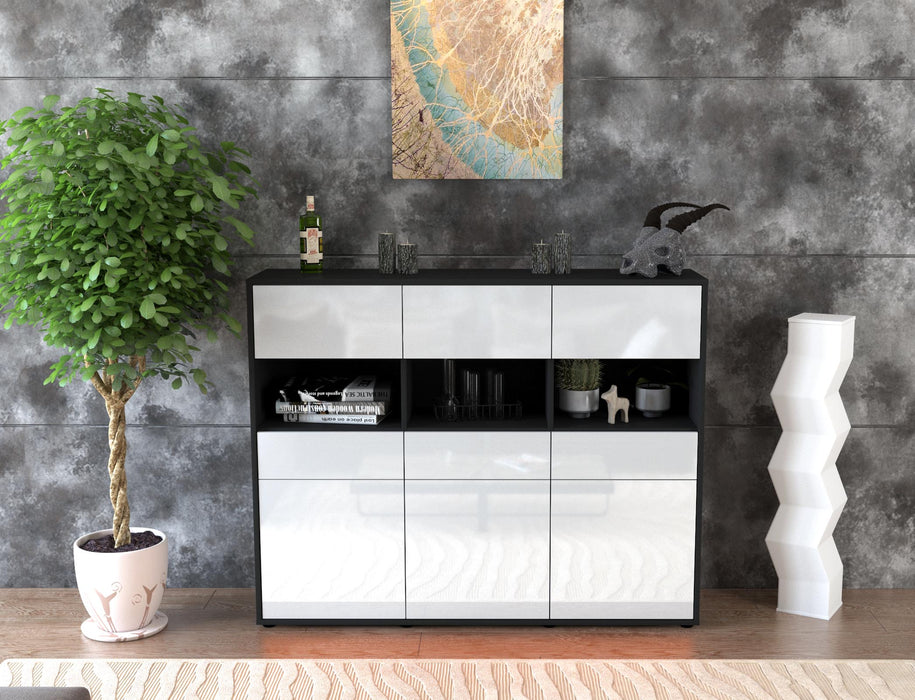 Highboard Tizia, Weiß Front (136x108x35cm) - Stil.Zeit Möbel GmbH