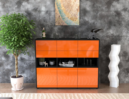 Highboard Tiziana, Orange Front (136x108x35cm) - Stil.Zeit Möbel GmbH