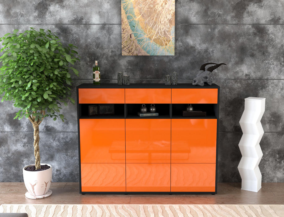 Highboard Tosca, Orange Front (136x108x35cm) - Stil.Zeit Möbel GmbH