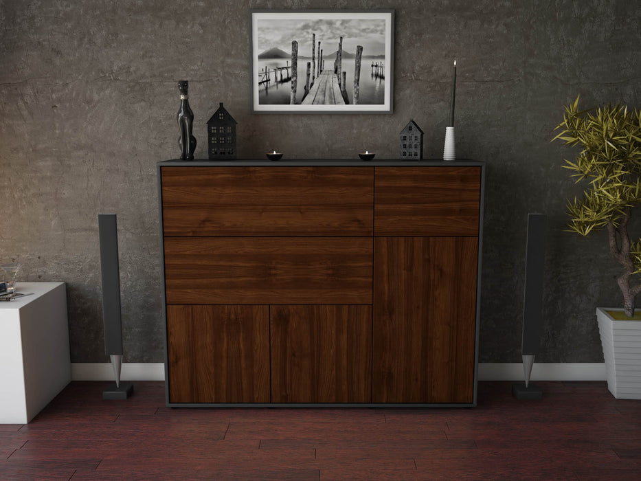 Highboard Valentina, Walnuss Front (136x108x35cm) - Stil.Zeit Möbel GmbH