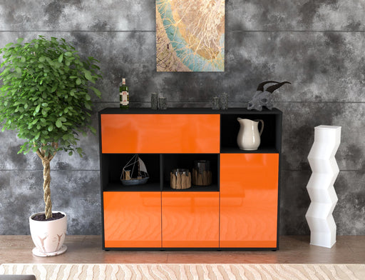 Highboard Valenzia, Orange Front (136x108x35cm) - Stil.Zeit Möbel GmbH