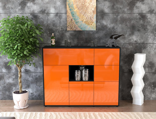 Highboard Verena, Orange Front (136x108x35cm) - Stil.Zeit Möbel GmbH