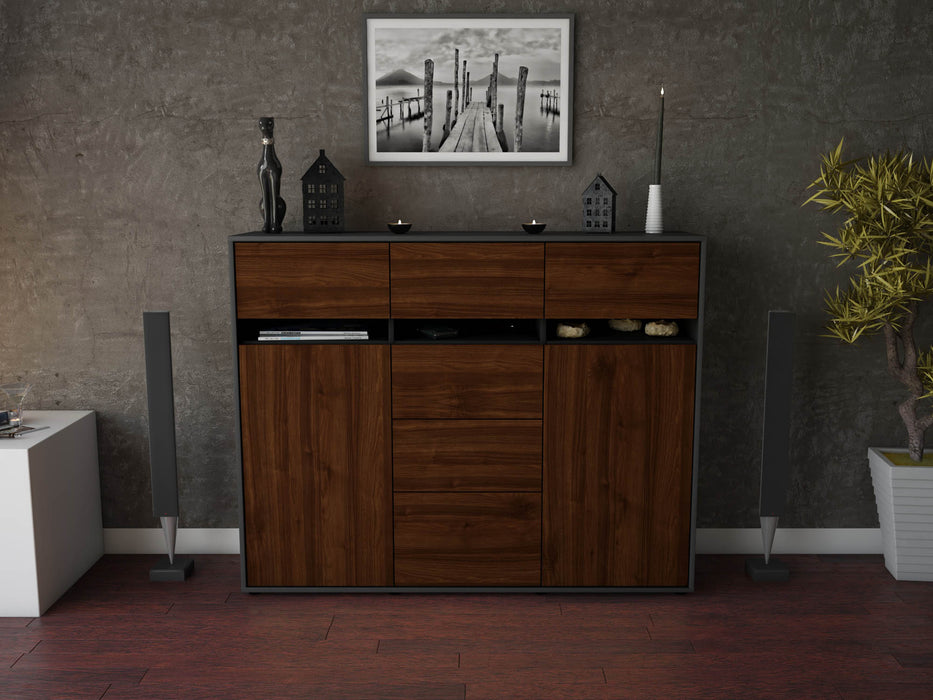 Highboard Viviana, Walnuss Front (136x108x35cm) - Stil.Zeit Möbel GmbH