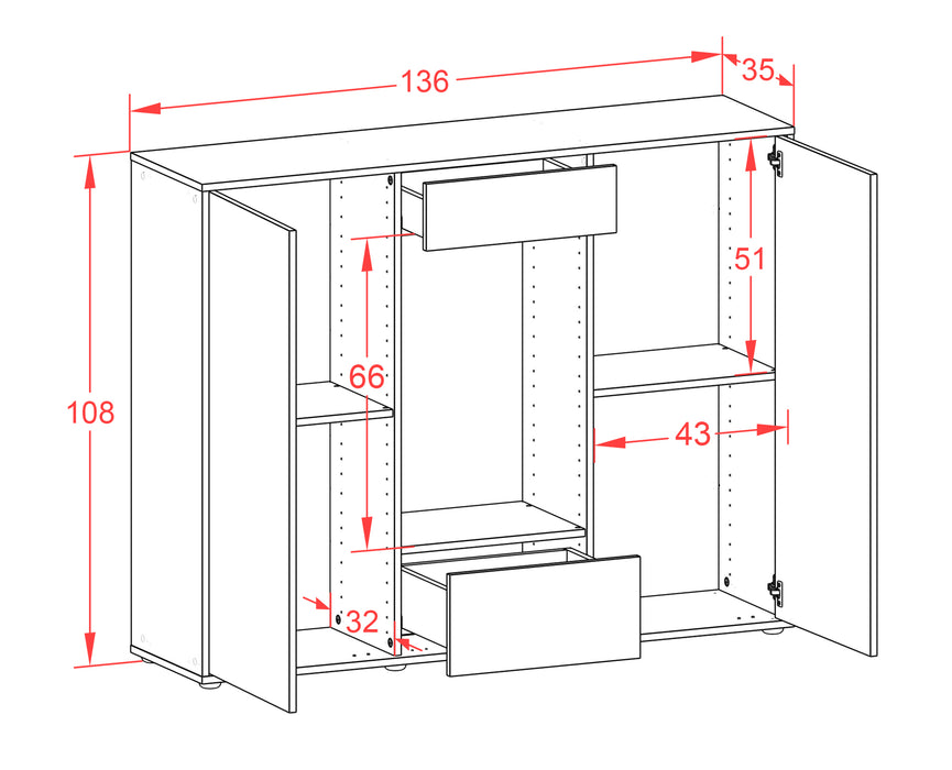 Highboard Nova, Beton Maße (136x108x35cm) - Stil.Zeit Möbel GmbH