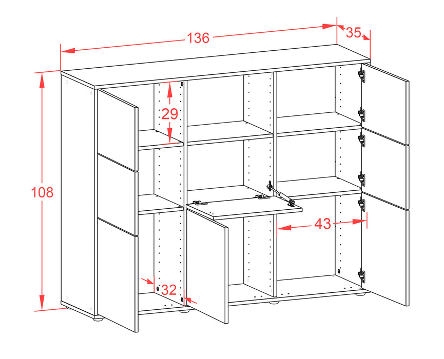 Highboard Simona, Beton Maße (136x108x35cm) - Stil.Zeit Möbel GmbH