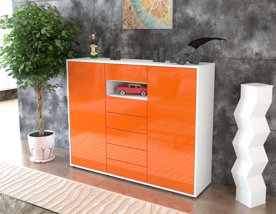 Highboard Maria, Orange Seite (136x108x35cm) - Stil.Zeit Möbel GmbH