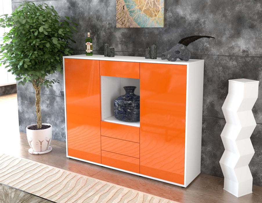 Highboard Mariella, Orange Seite (136x108x35cm) - Stil.Zeit Möbel GmbH