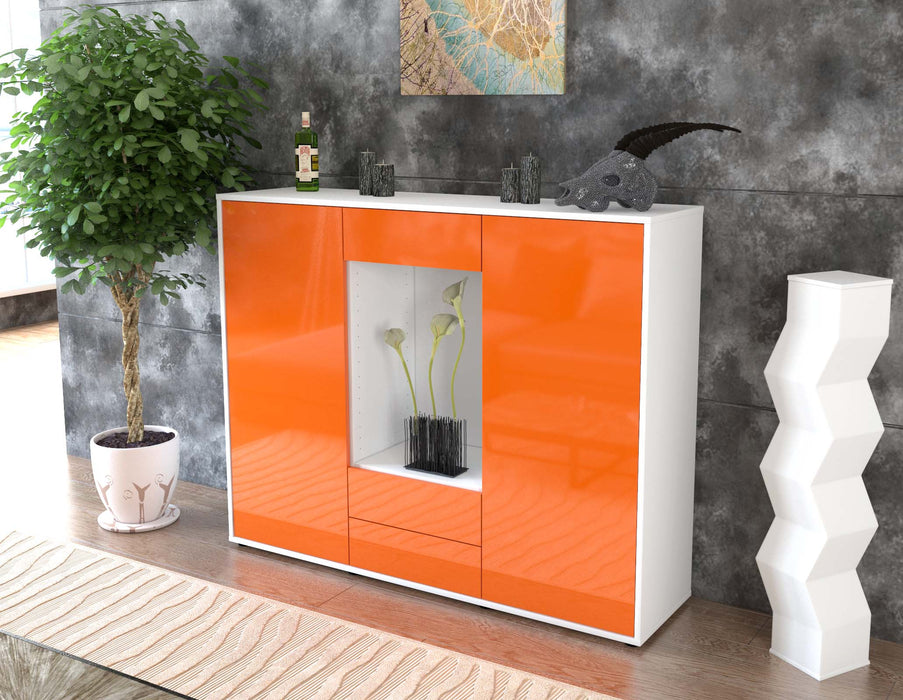 Highboard Marilena, Orange Seite (136x108x35cm) - Stil.Zeit Möbel GmbH