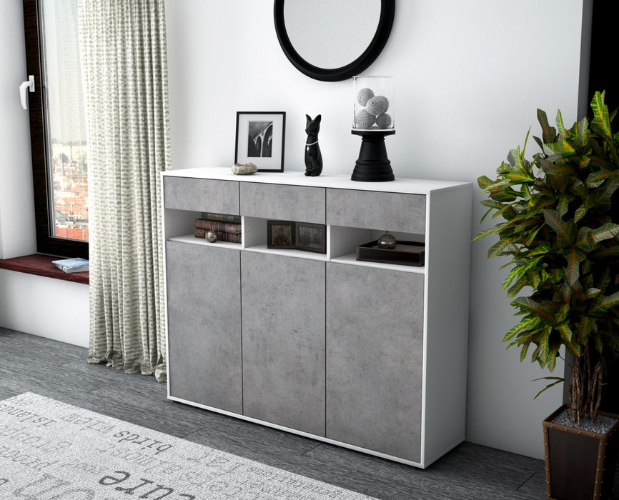 Highboard Marlene, Beton Seite (136x108x35cm) - Stil.Zeit Möbel GmbH