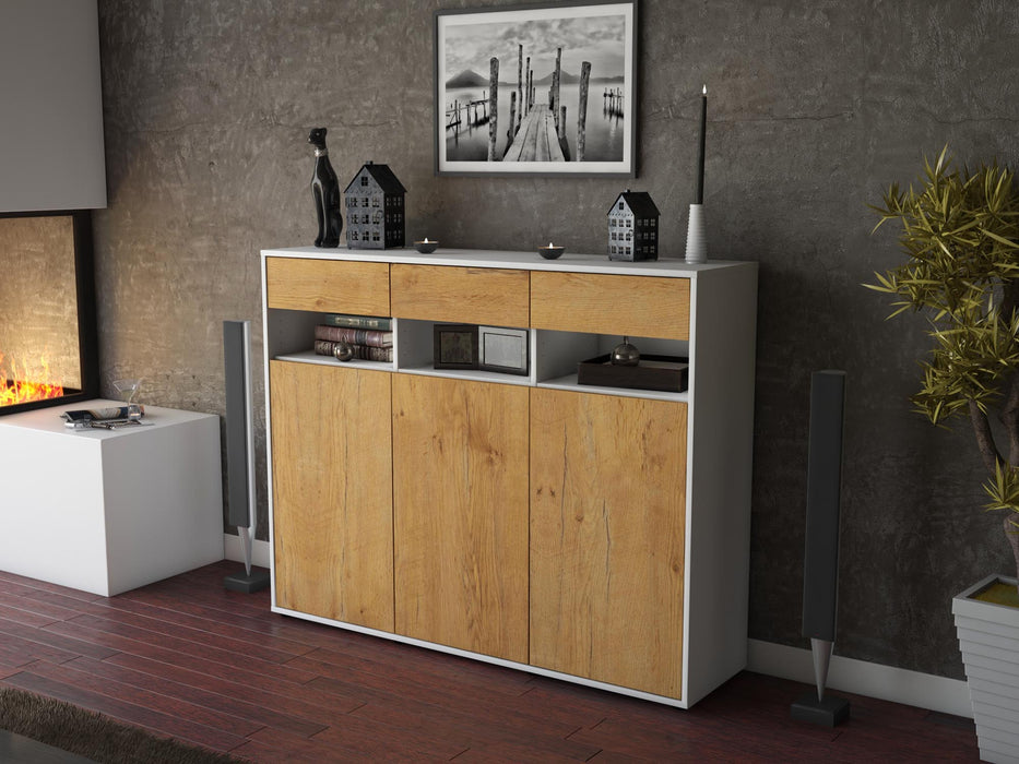 Highboard Marlene, Eiche Seite (136x108x35cm) - Stil.Zeit Möbel GmbH